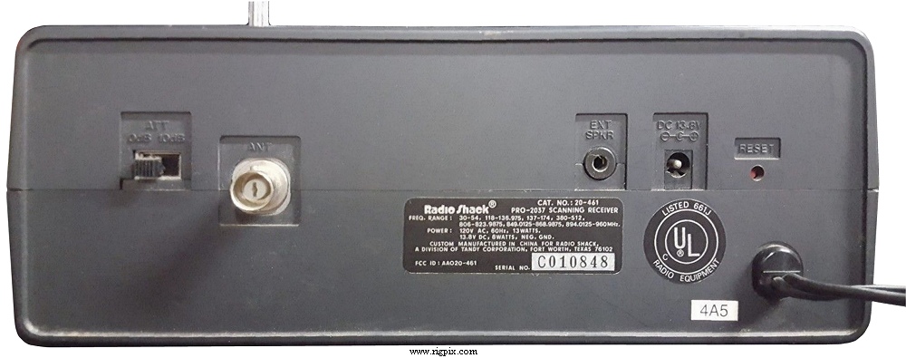 A rear picture of RadioShack Pro-2037 (20-461)