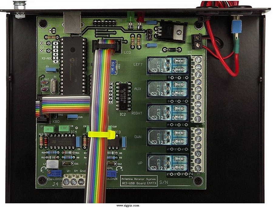 An inside picture of EA4TX ARS-USB (Az/El) (formerly named RCI-USB)