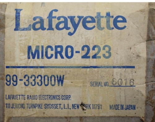 A rear picture of Lafayette Micro-223 (99-33300W) box