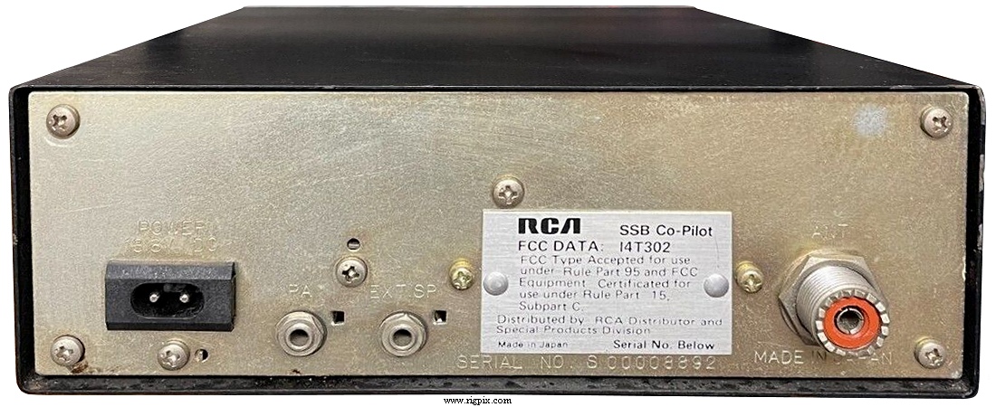 A rear picture of RCA Co-Pilot 14T302
