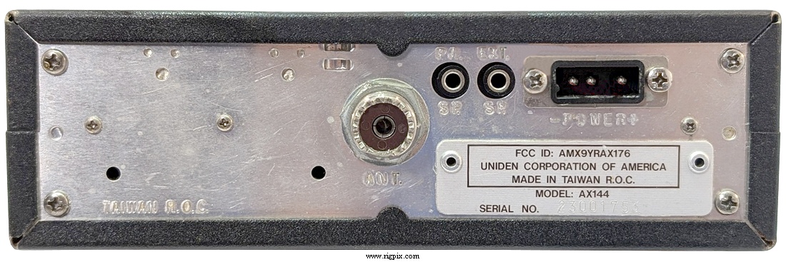 A rear picture of Uniden AX144 / AX-144