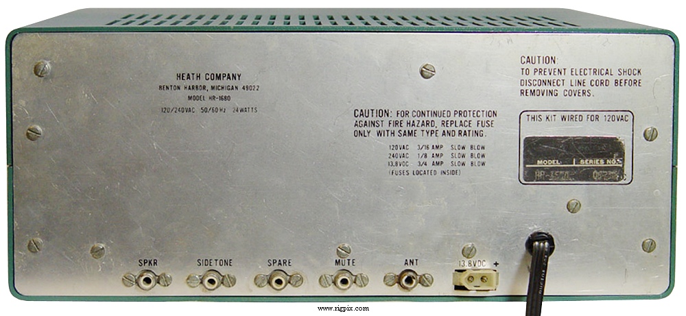 A rear picture of Heathkit HR-1680