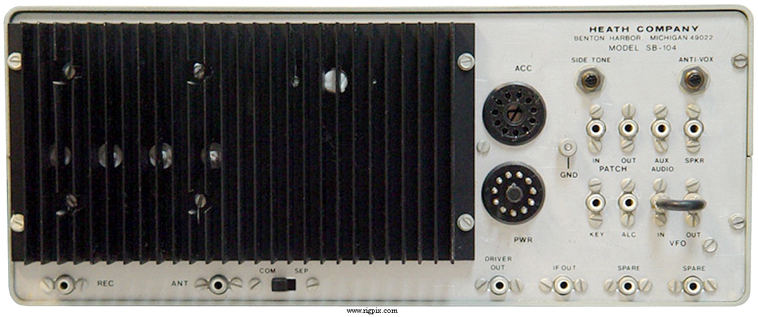 A rear picture of Heathkit SB-104