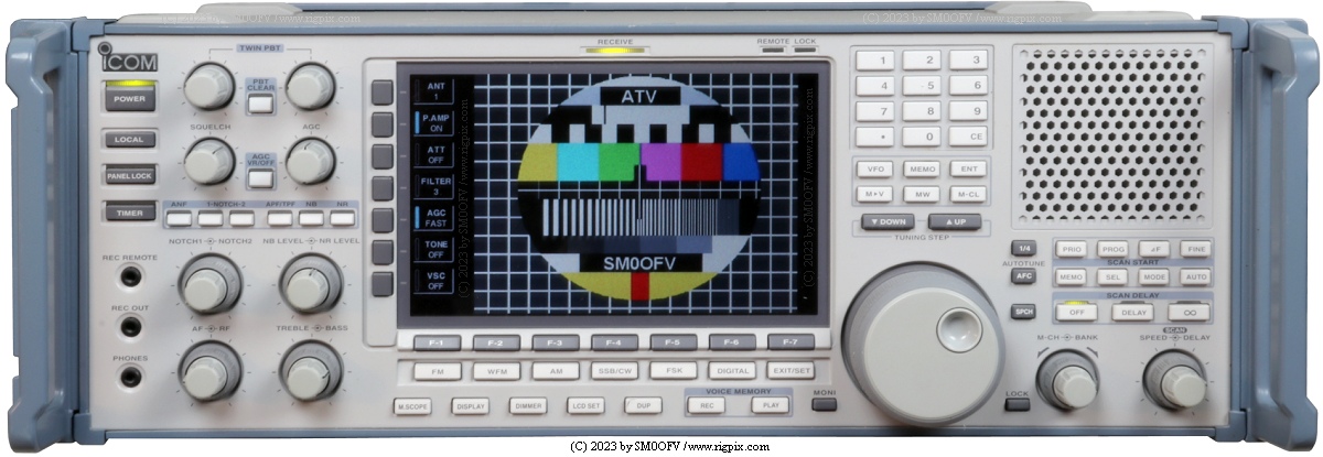 A picture of Icom IC-R9500 with large ATV picture