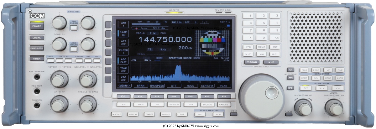 A picture of Icom IC-R9500 with small ATV picture