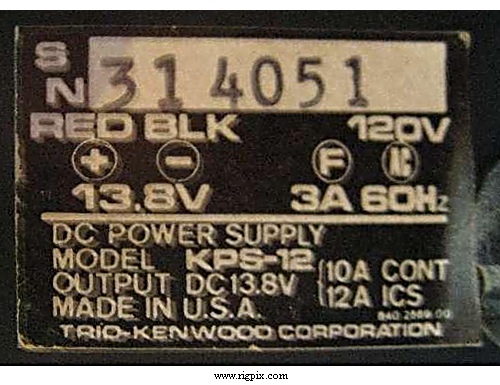 A picture of Kenwood KPS-12 label