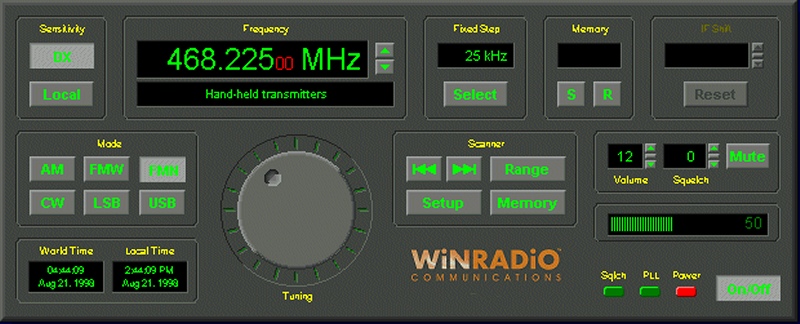 A picture of WiNRADiO WR-1550 software
