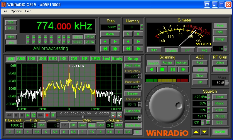 A picture of WiNRADiO WR-G315e software