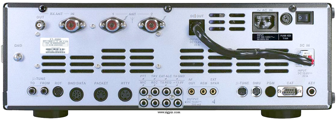 A rear picture of Yaesu FT-2000