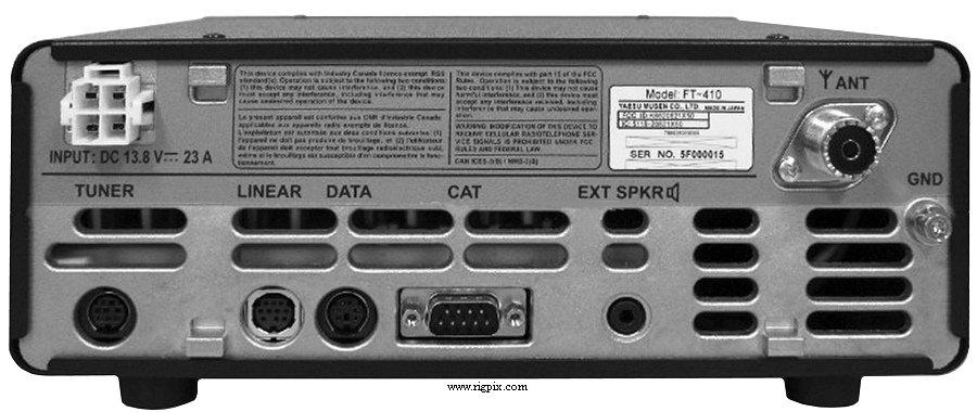 A rear picture of Yaesu FT-410